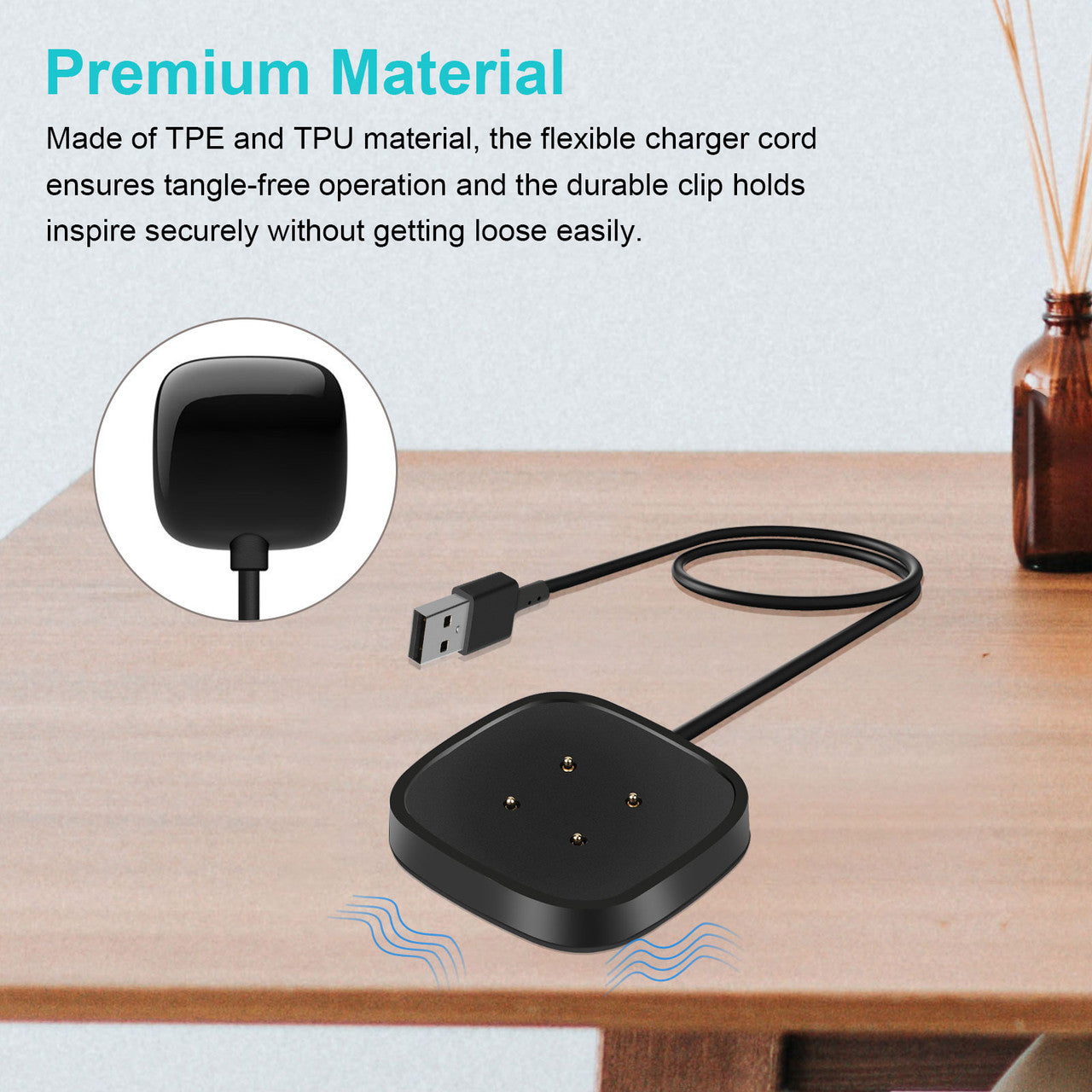 Charger Dock Compatible with Fitbit Sense/Versa 3, USB Charging Cable Replacement Stand Base Station Accessories with 3.3FT USB Cable Accessories Fit for Sense Smartwatch