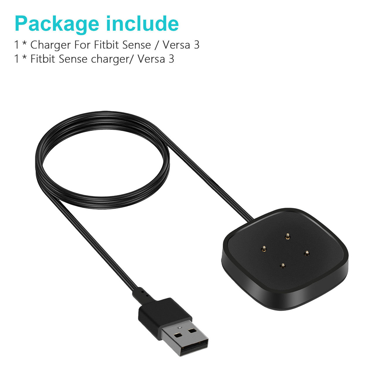 Charger Dock Compatible with Fitbit Sense/Versa 3, USB Charging Cable Replacement Stand Base Station Accessories with 3.3FT USB Cable Accessories Fit for Sense Smartwatch