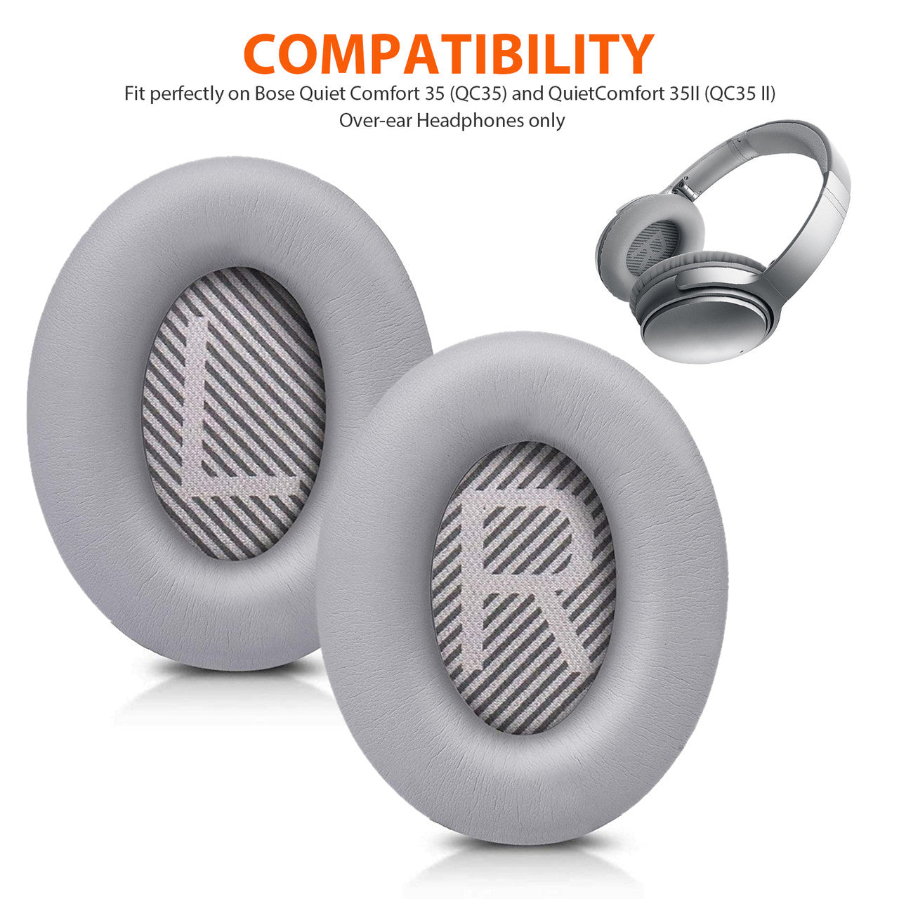 Professional Replacement Ear Pads Cushions, Earpads Compatible with Boses QuietComfort 35 (Boses QC35) and Quiet Comfort 35 II (Boses QC35 II) Over-Ear Headphones