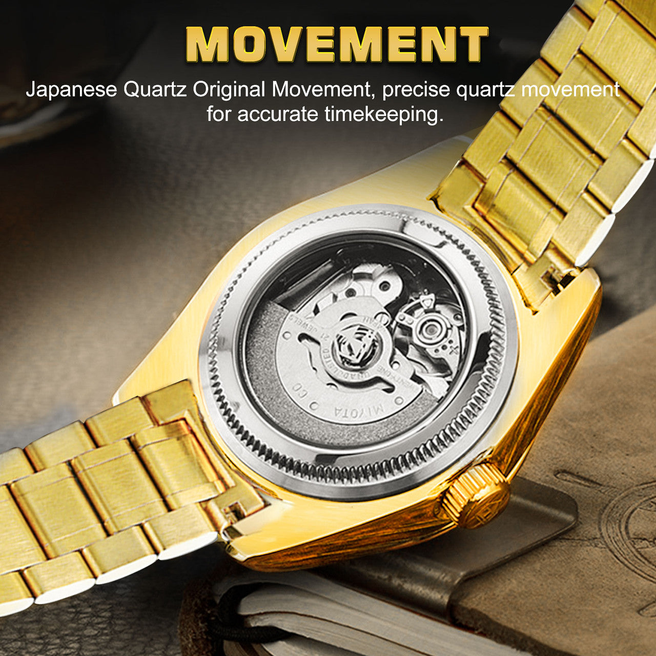 Men's Watch Classic Stainless Steel Quartz Diamond Watch black