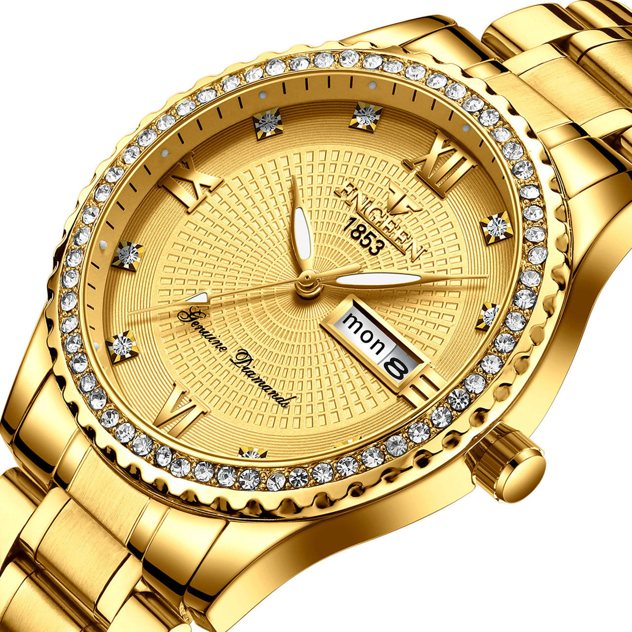 Men Watch, 30M Waterproof Stainless Steel Wrist Watches, Business Dress Casual Analog Quartz Diamond Watch, Classic Luxury Chronograph Wristwatches for Men