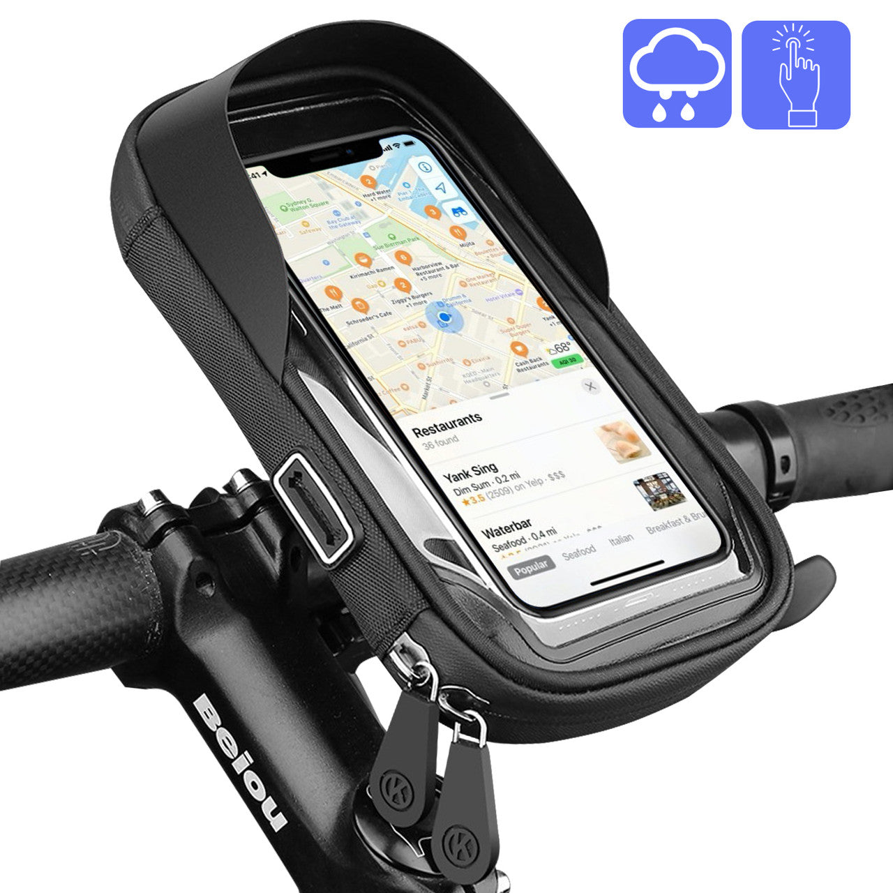 Bike Bicycle Phone Mount Bags, Waterproof Front Frame Top Tube Handlebar Bags with Touch Screen, Phone Holder Case Sports Bicycle Bike Storage Bag Cycling Pack Fits for iPhone and More 4 inches?- 6.5 inches Phone