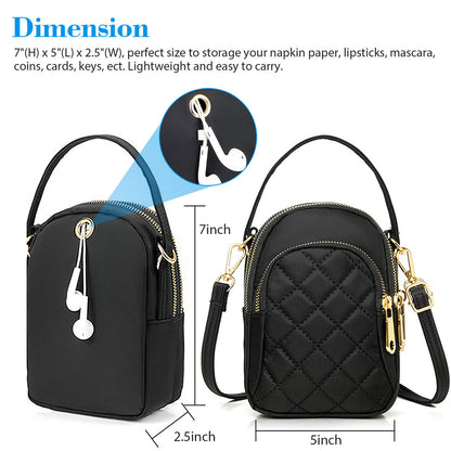 Multi-Pocket Crossbody Phone Bag Wallet for Women, with Shoulder Strap Fit for iPhone,Samsung, Black