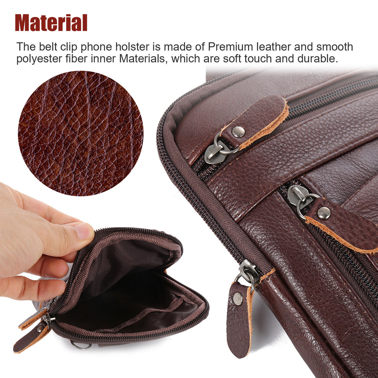 Men Leather Fashion Crossbody Pouch Belt Bag for Travel and Everyday Life