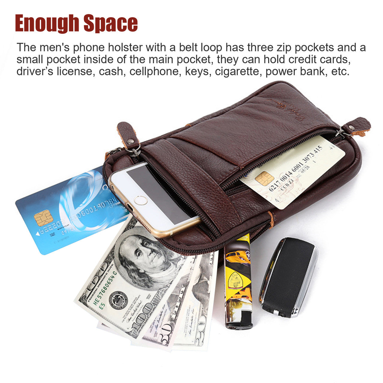 Men Leather Fashion Crossbody Pouch Belt Bag for Travel and Everyday Life