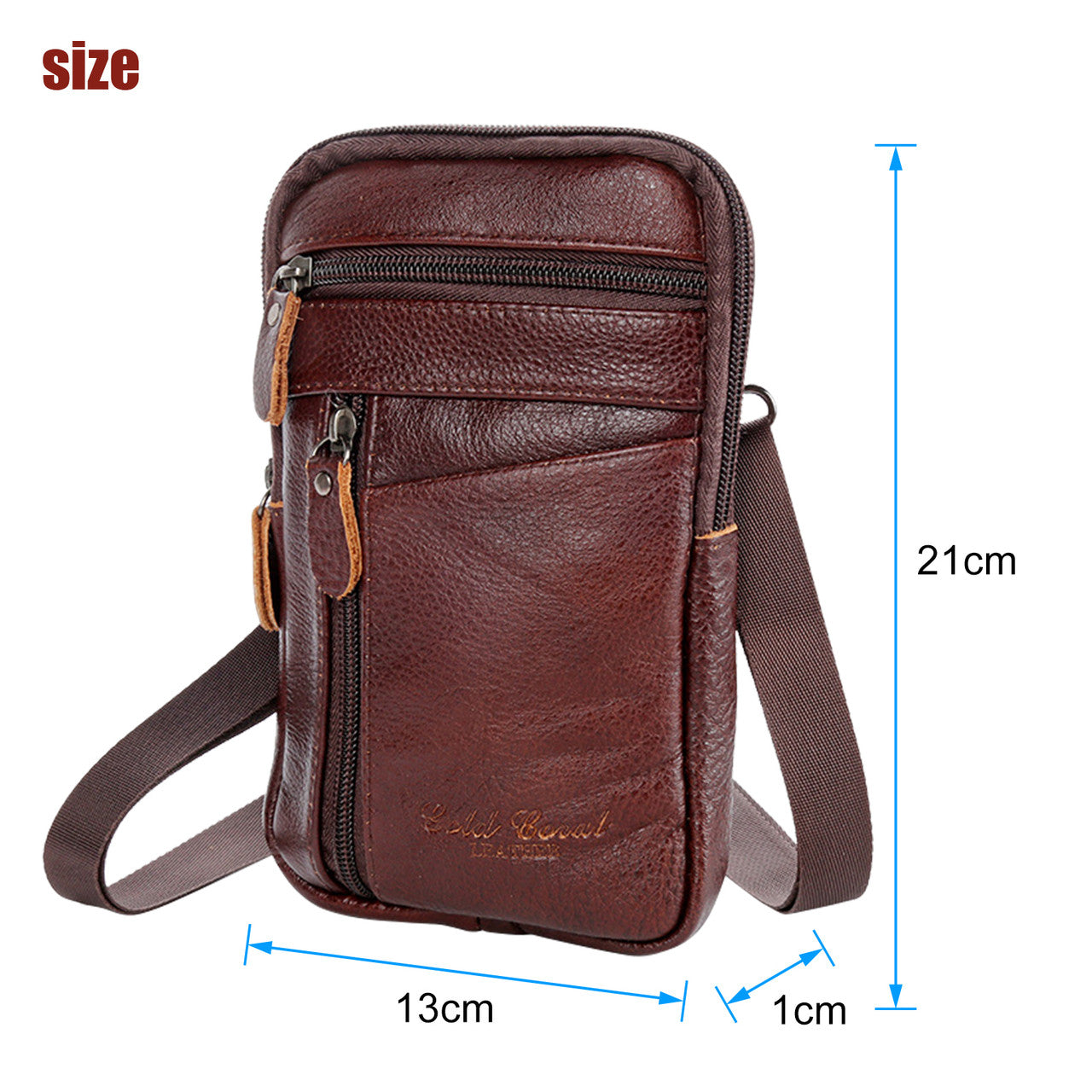 Men Leather Fashion Crossbody Pouch Belt Bag for Travel and Everyday Life