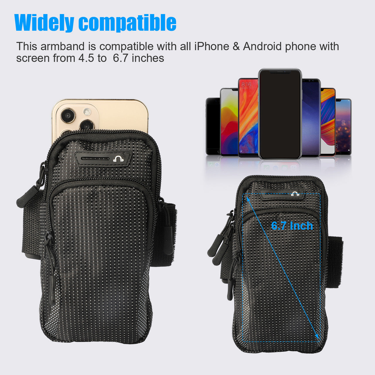 Universal Sports Arm Bag Phone Holder Pouch Case Running, Fitness Compatible with iPhone, Samsung