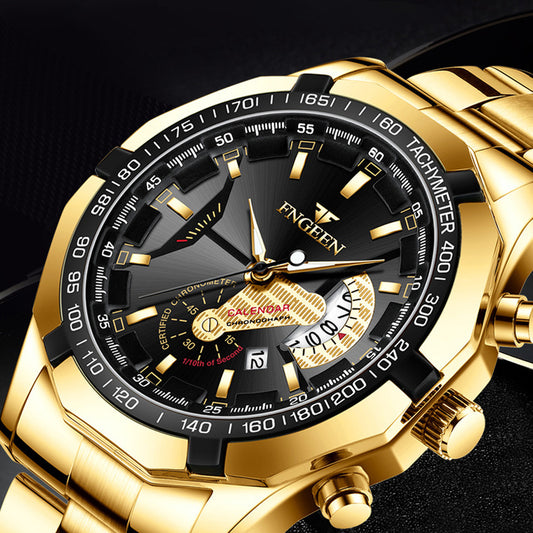 FNGEEN Men's Watches Relojes De Hombre Stainless Steel Luminous Quartz Classic