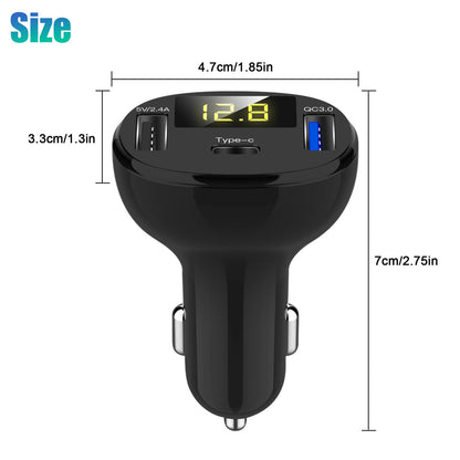 3 Port Fast Charger(5V TYPE-C & USB),Cigarette Lighter Adapter Compatible with iPhone,Samsung Galaxy