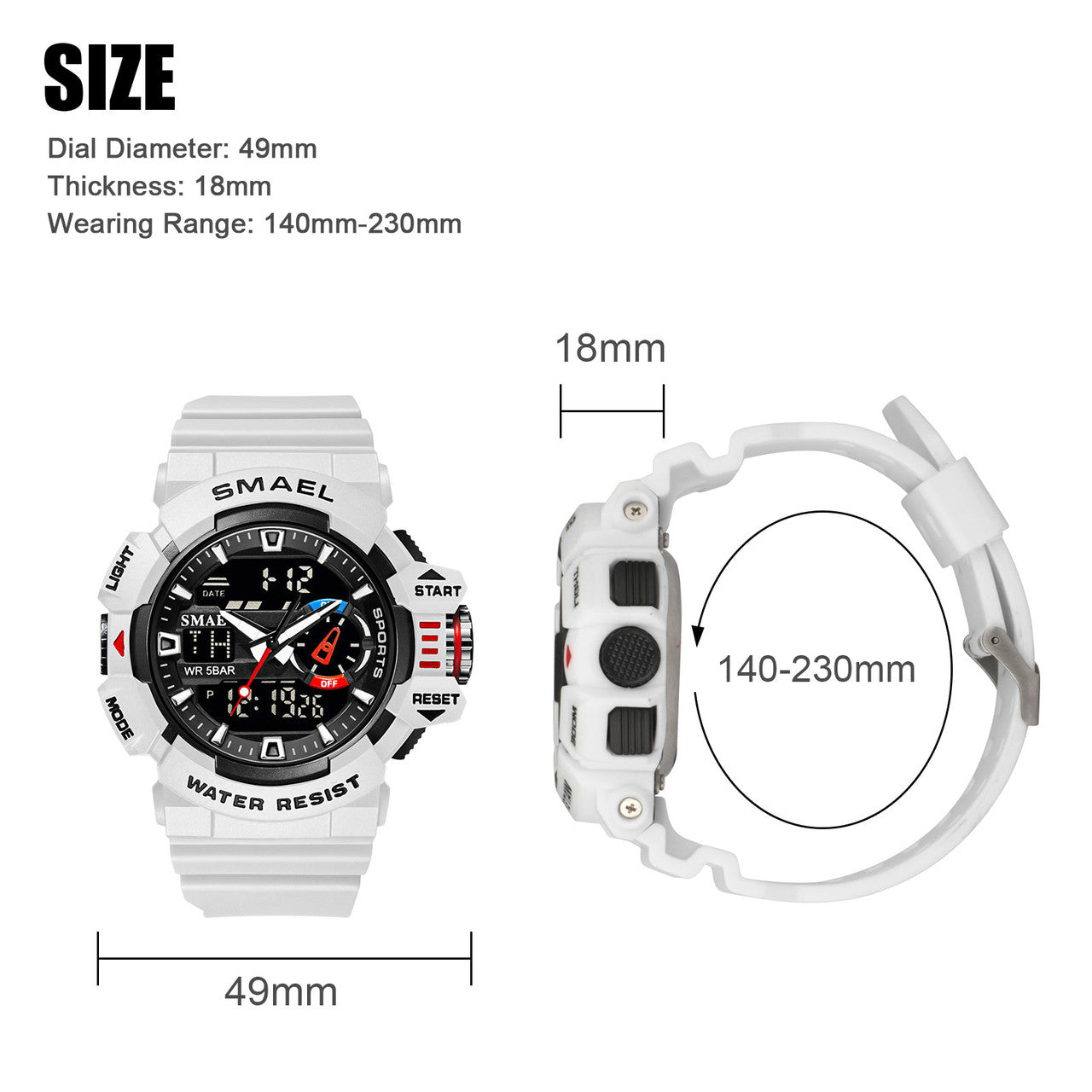 SMAEL Sport Watch Dual Time Men Quartz Watches Fashion LED Digital Wristwatches
