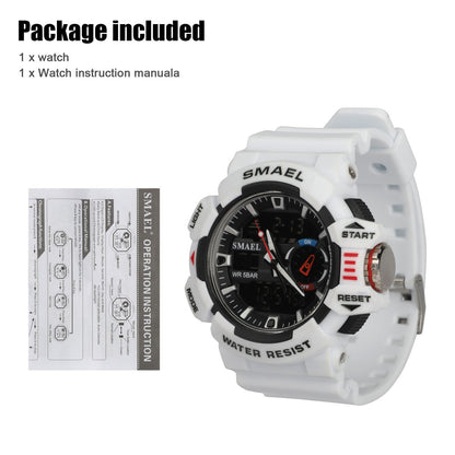 SMAEL Sport Watch Dual Time Men Quartz Watches Fashion LED Digital Wristwatches