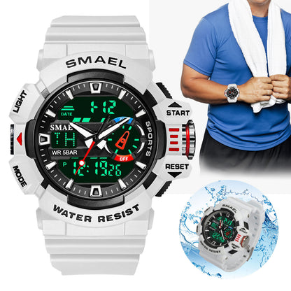 SMAEL Sport Watch Dual Time Men Quartz Watches Fashion LED Digital Wristwatches