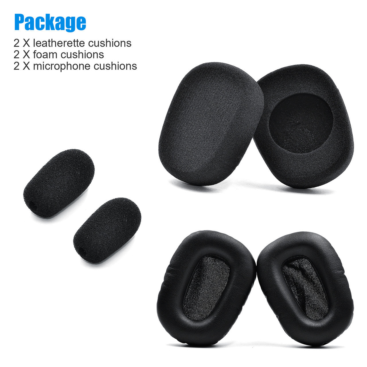 Replacement Headset Foam Cushion Kit Compatible with BlueParrott B450-XT, 6 Pcs