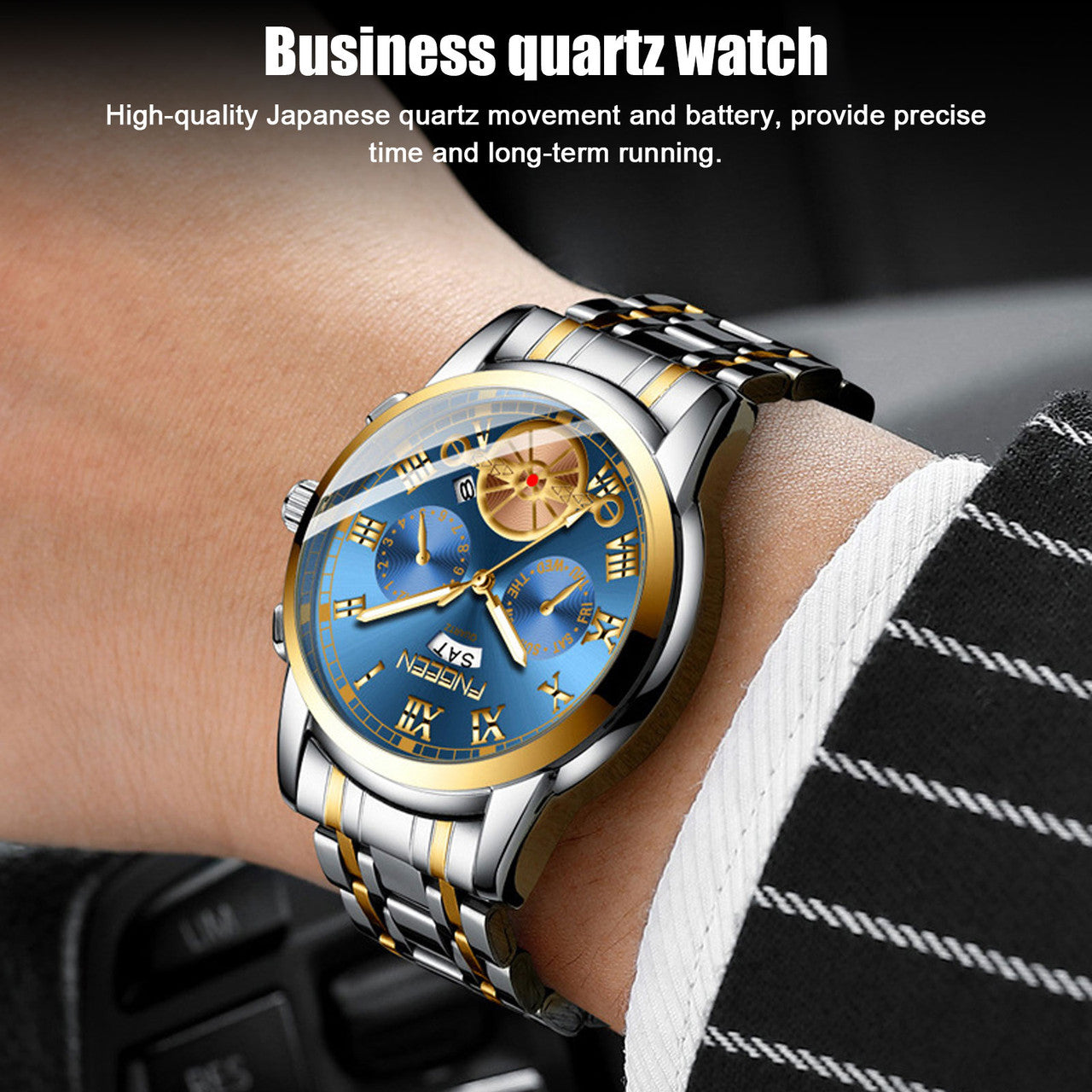 Tourbillon Quartz Wrist Watch with Luminous Hands for Men