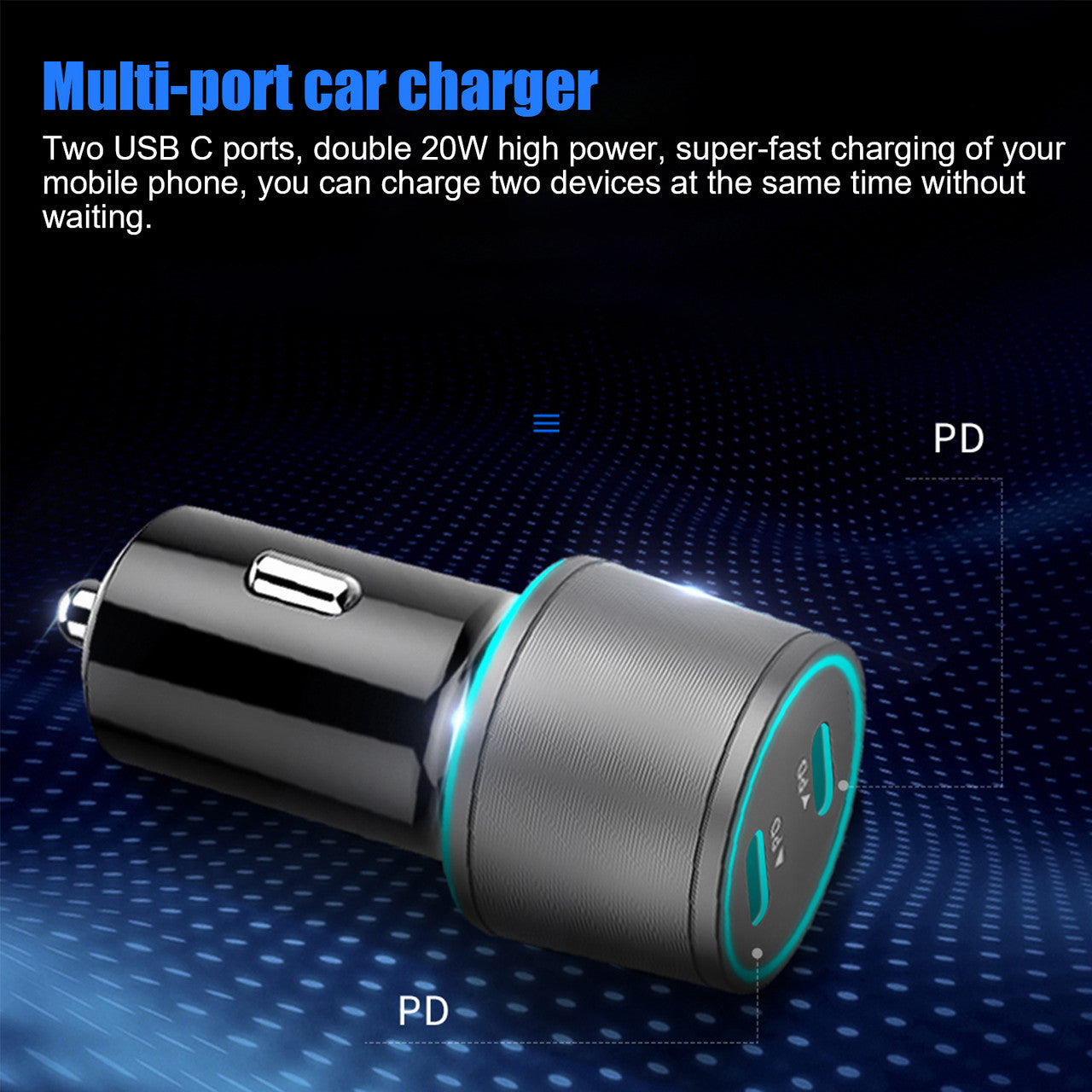 USB Type-C PD Car Charger Fast Charging Adapter with Multiple Ports