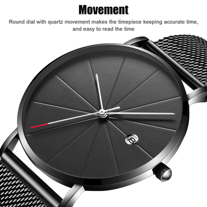 Fashionable Men Minimalist Stainless Steel Quartz Watch