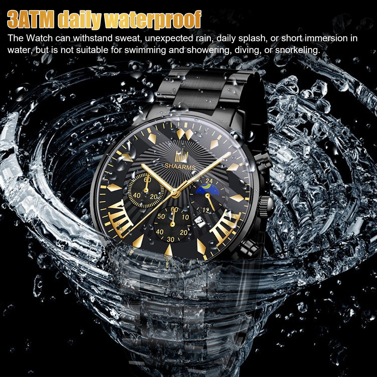 SHAARMS Men's Fashion and Waterproof Watch with Elegant Luminous Pointer Easy to Read