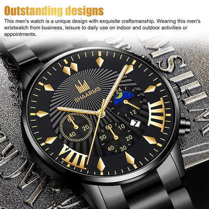 SHAARMS Men's Fashion and Waterproof Watch with Elegant Luminous Pointer Easy to Read