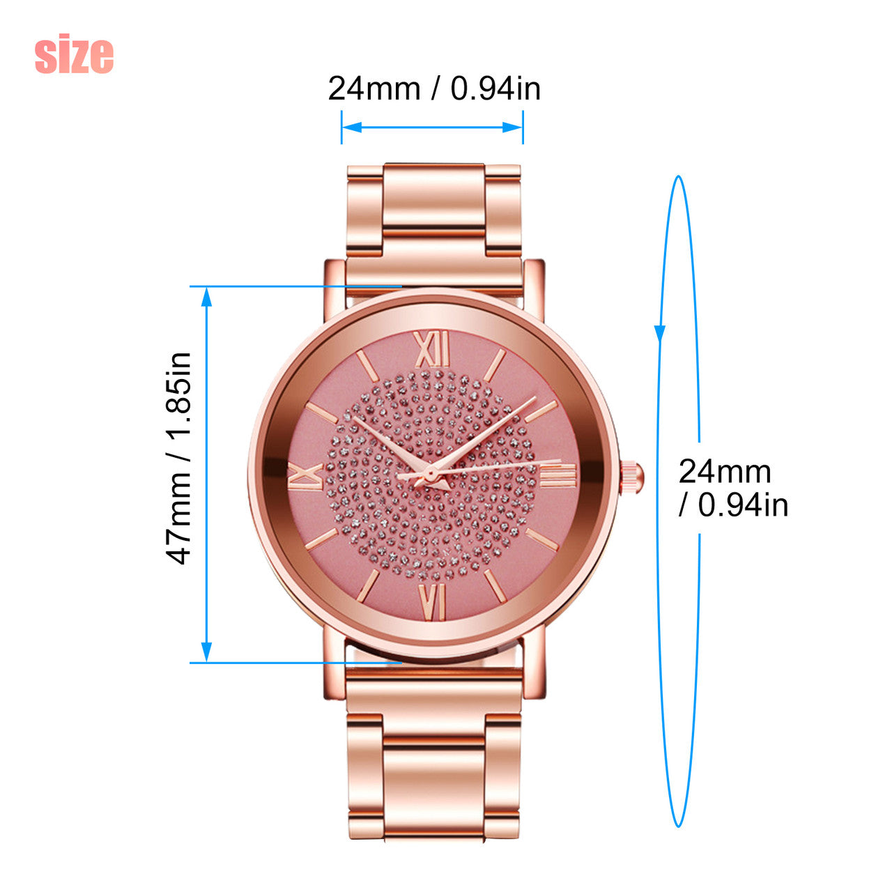 Women's Fashion Geneva Bling Stainless Steel Quartz Wrist Watch