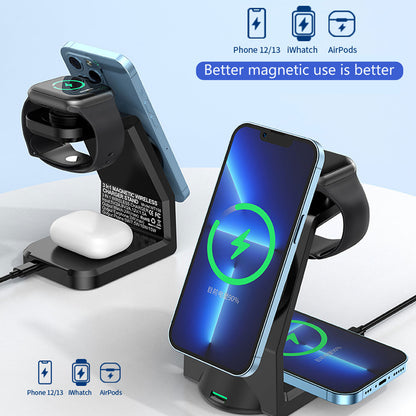 3-IN-1 Wireless Charging Dock - Magnetic Foldable Charging Pad Fast Wireless Charging Station Compatible