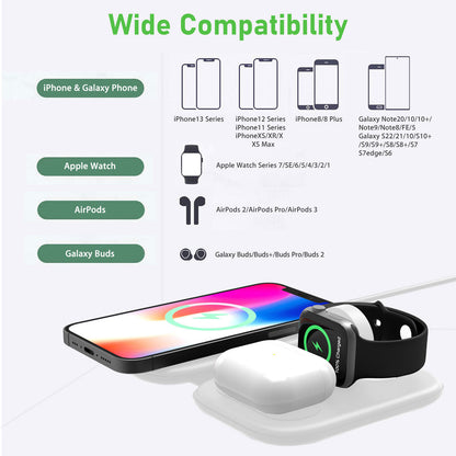 3-IN-1Magnetic Wireless Charger Pad - Foldable 15W Wireless Charging Station for iPhone 13,12 Pro Max/Pro/Mini, iWatch