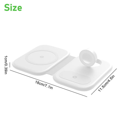 3-IN-1Magnetic Wireless Charger Pad - Foldable 15W Wireless Charging Station for iPhone 13,12 Pro Max/Pro/Mini, iWatch