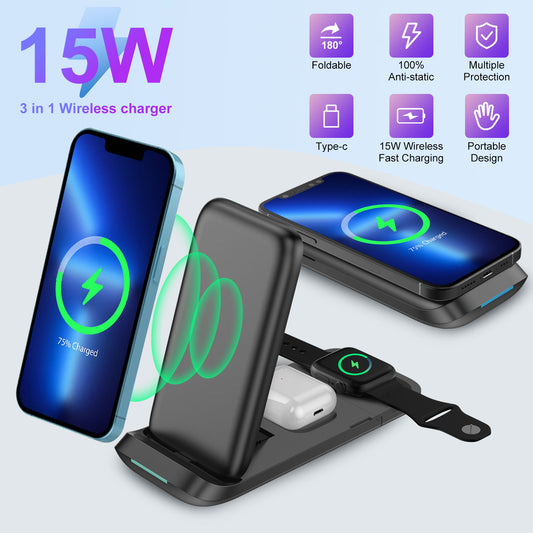 3 in 1 Foldable Fast Wireless Charger