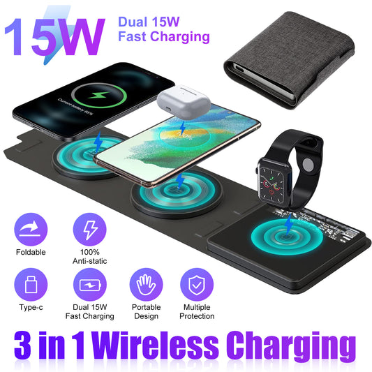 3 in 1 Foldable Magnetic Wireless Charge