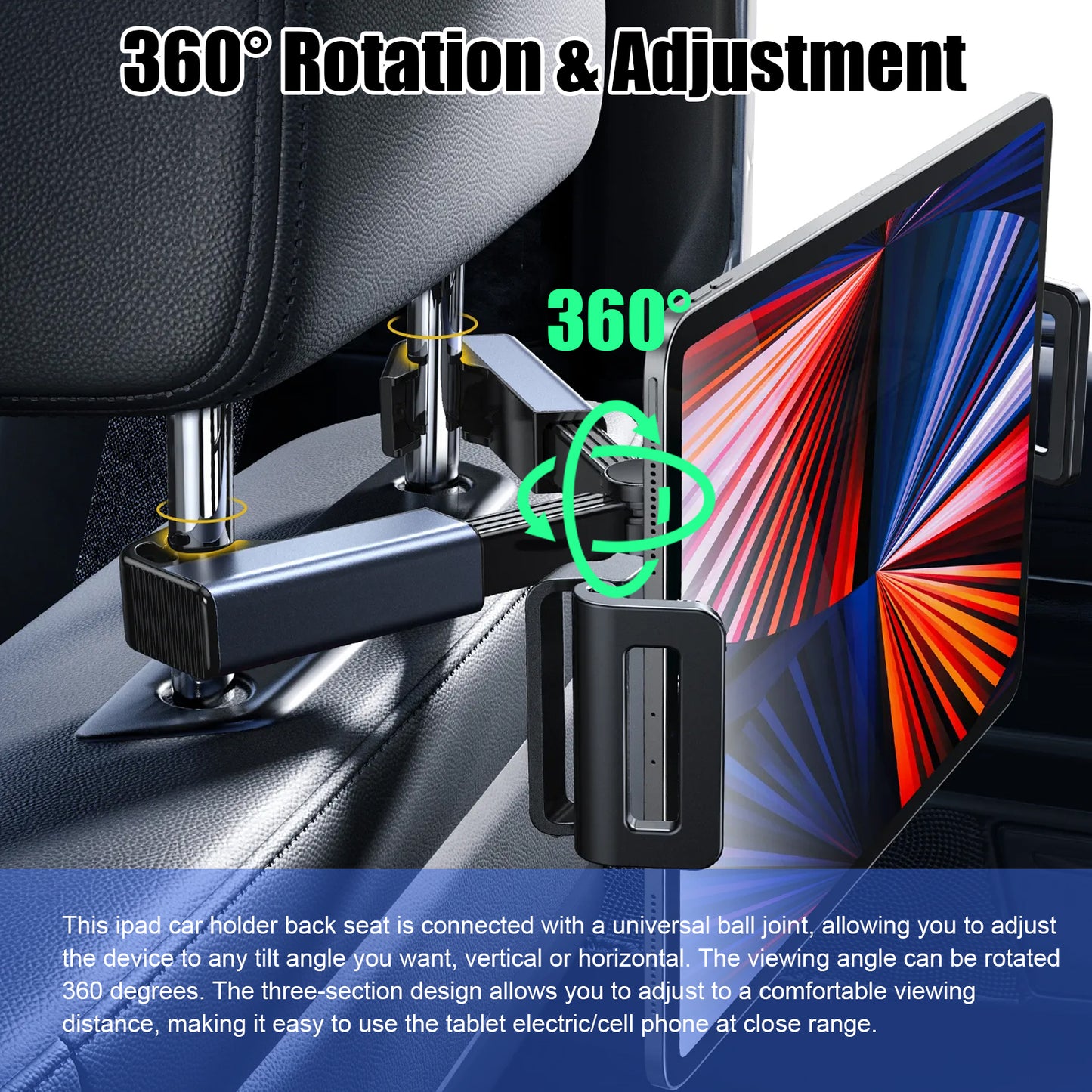360 degrees Car Backseat Headrest Tablet Holder