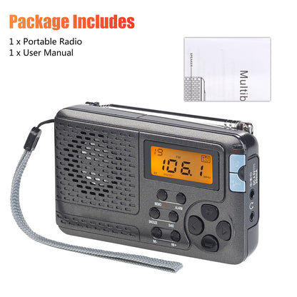 Portable FM/AM/SW Multiband Radio - LCD display Alarm Clock Radio,Stereo Mode Portable Radio Digital Speaker Receiver