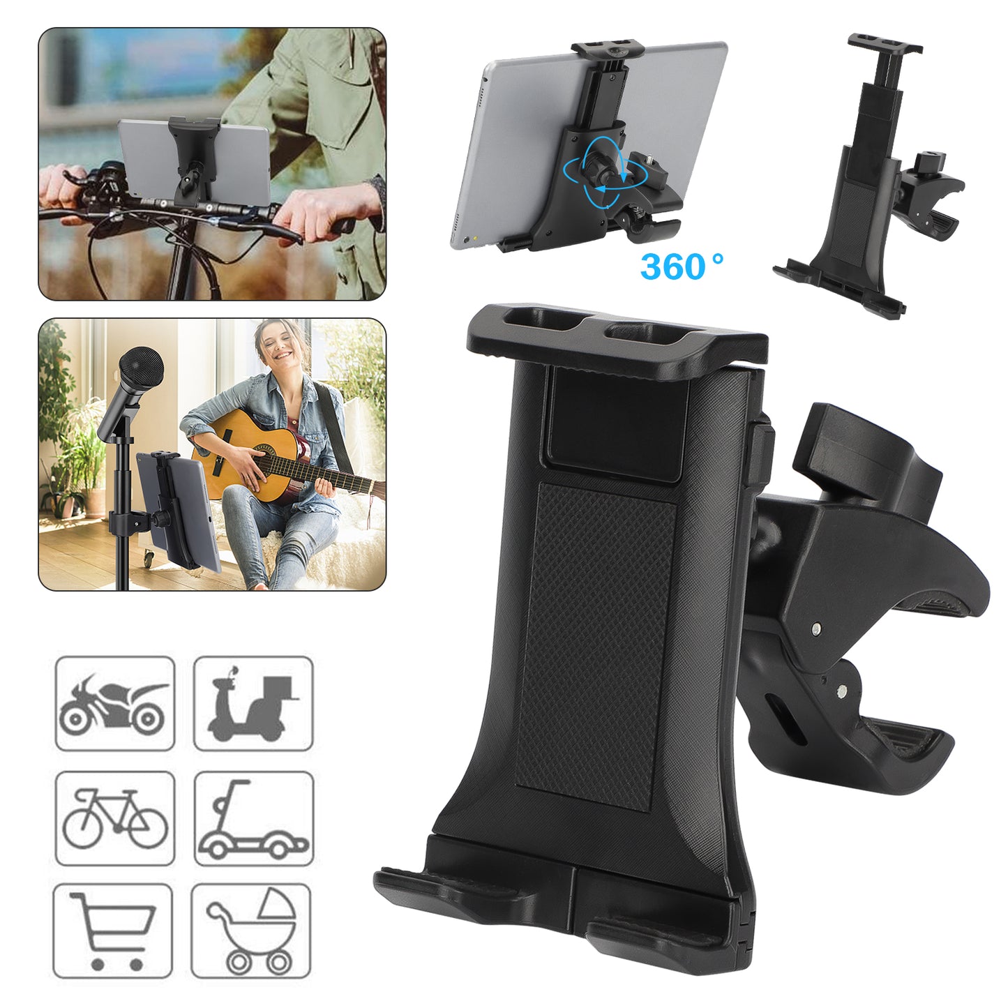 Music Microphone Tablet Holder - Music Microphone Stand Holder Mount Fit For 7-11" Tablet iPad 4 3 2 Samsung Tab