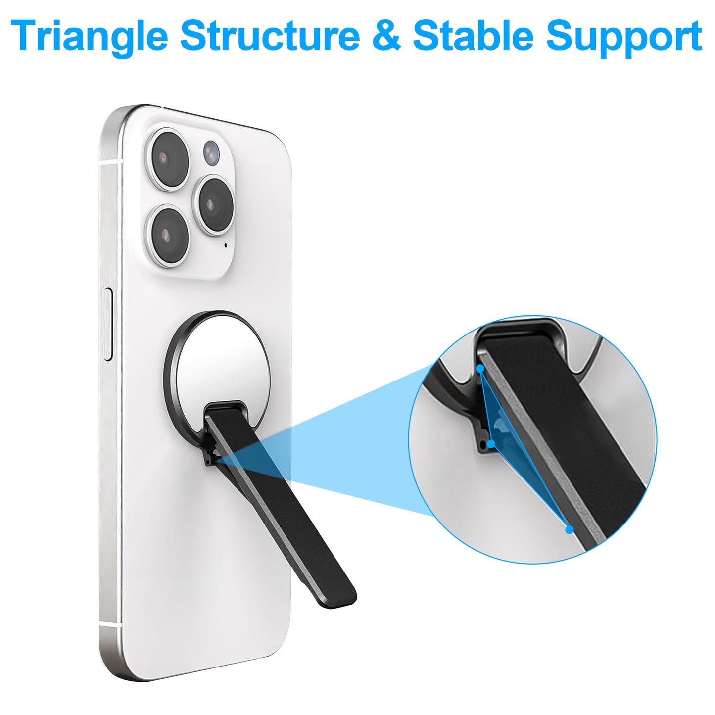 Magnetic Phone Stand Holder - Portable Phone Kickstand Holder for iPhone14/13/12,Multi-Angle Viewing Desktop Stand Rotating Stand(Black)