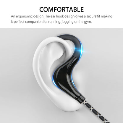 Sport Running Earphone, in-Ear Wired Headphone, Waterproof Ear Hook with 3.5mm Jack, Cell Phone Ear Buds Headset for iPhone XS XR X 8 7, Samsung Galaxy S10 S9 S8 S7 (Black)