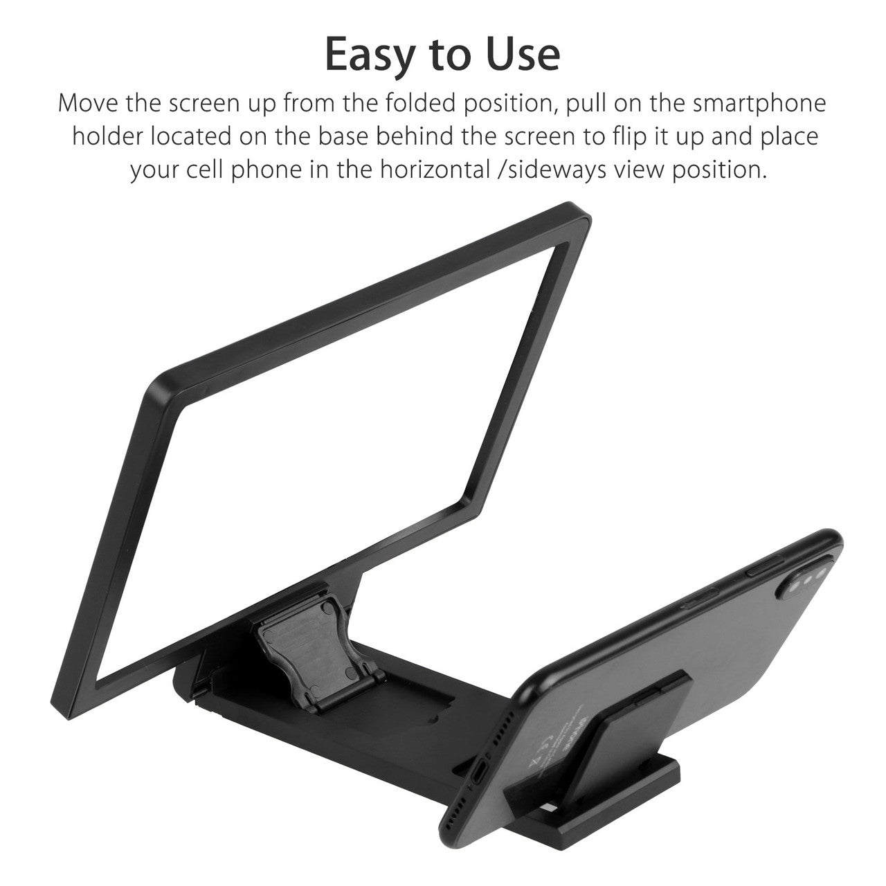 8" 3D HD Mobile Phone Screen Enlarge Magnifier Movies Amplifier with Practical Phone Bracket Stand Holder for All Smart Phones