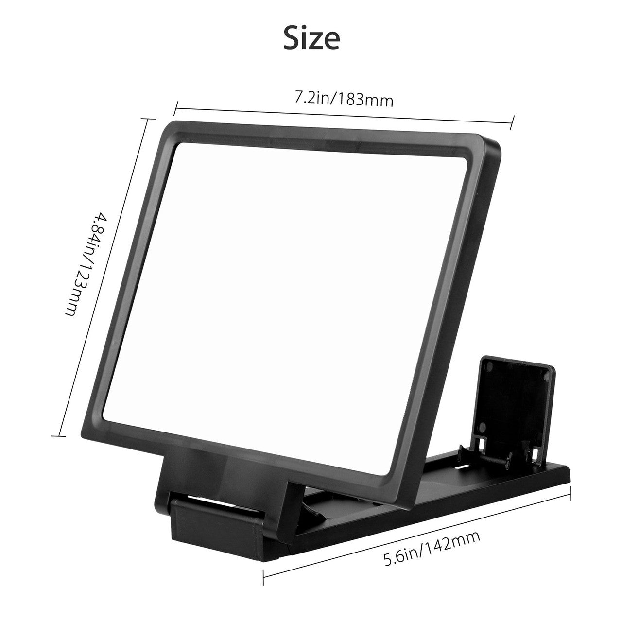 8" 3D HD Mobile Phone Screen Enlarge Magnifier Movies Amplifier with Practical Phone Bracket Stand Holder for All Smart Phones