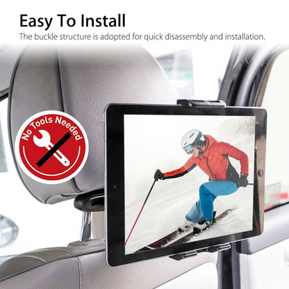 360°Multi-Angle Rotation Car Backseat Seat Holder Sedan Headrest Stand Compatible with iPhone iPad Galaxy Tab Nintendo & 4"- 10" Smartphones and Tablet