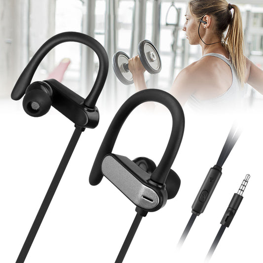 Aux Wired Ear Hook Sports in-Ear Headphones with Mic and Remote Control, High Definition Earbuds Deep Bass in-Ear Headset Stereo Headphones for Gym Running Exercise
