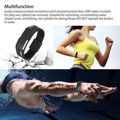 Silicone Waterproof LED Digital Sport Wristwatch Men Women Bracelet Watch, Atomatic Shut-Down Noise-free 30M Water Resistant shock/Scratch Resistant, Black