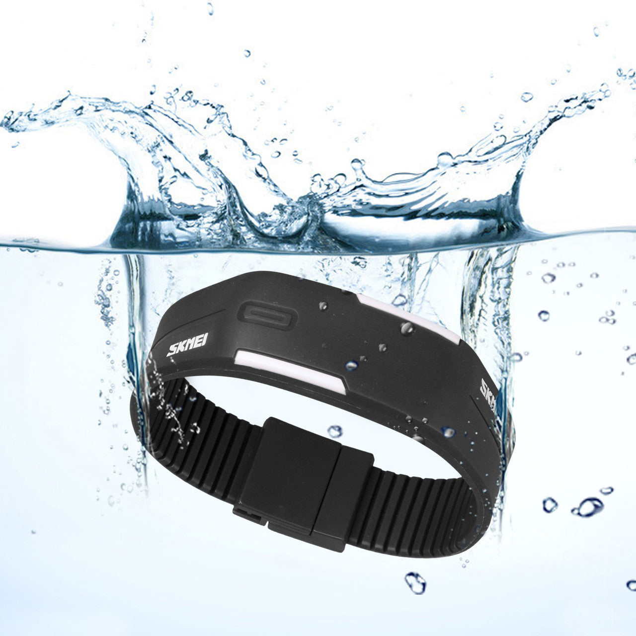 Silicone Waterproof LED Digital Sport Wristwatch Men Women Bracelet Watch, Atomatic Shut-Down Noise-free 30M Water Resistant shock/Scratch Resistant, Black