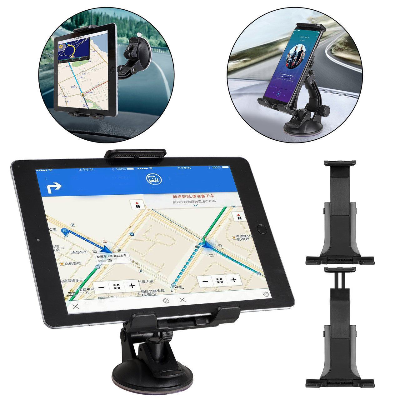 Car Tablet Holder, Tablet Dash Mount Holder for Car Windshield Dashboard - Universal Tablet Phone Car Mount w/ Suction Cup Compatible with iPad Mini Air 4 3/ Samsung Galaxy Tab & All 4-12" Tablets