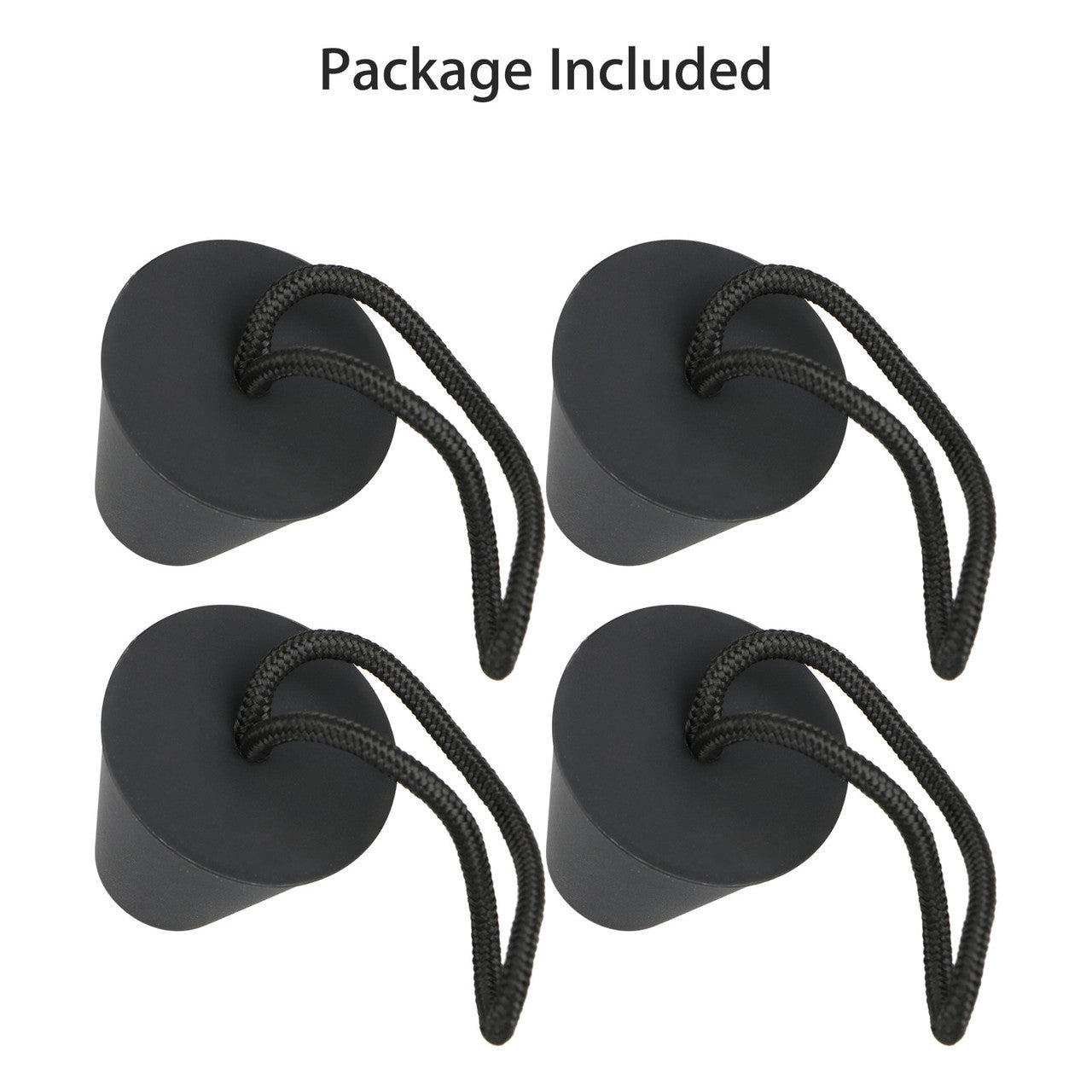 Silicone Black Universal Boat Kayak Scupper Plugs Set with String (fit All Major Brands), 4-pack