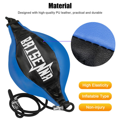 Boxing Speed Ball Leather Boxing Ball Including Rope for Gym MMA Boxing Sports Punch Bag(Black+Blue)