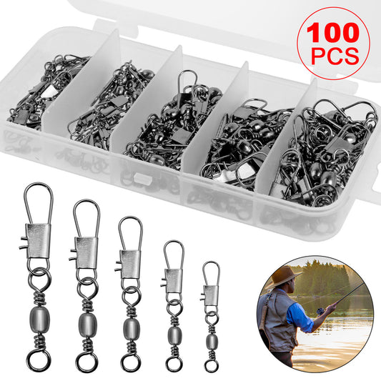 Stainless Steel Fishing Connector Snap Swivels, 100pcs