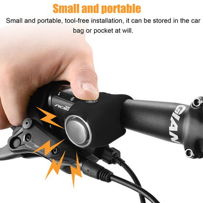 Super Bike Electric Horn - Portable Waterproof and Rainproof Mtb Bicycle Handlebar Bike Bell Silicone Material Shell Ring Bell (Black)