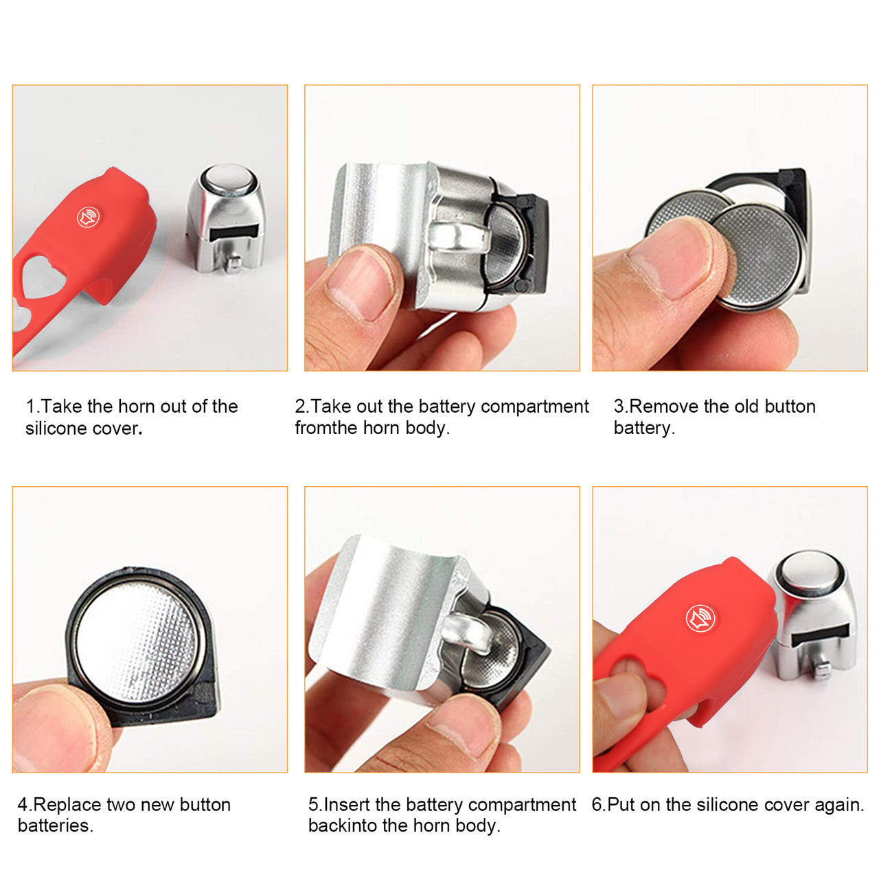 Super Bike Electric Horn - Portable Waterproof and Rainproof Mtb Bicycle Handlebar Bike Bell Silicone Material Shell Ring Bell (Red)