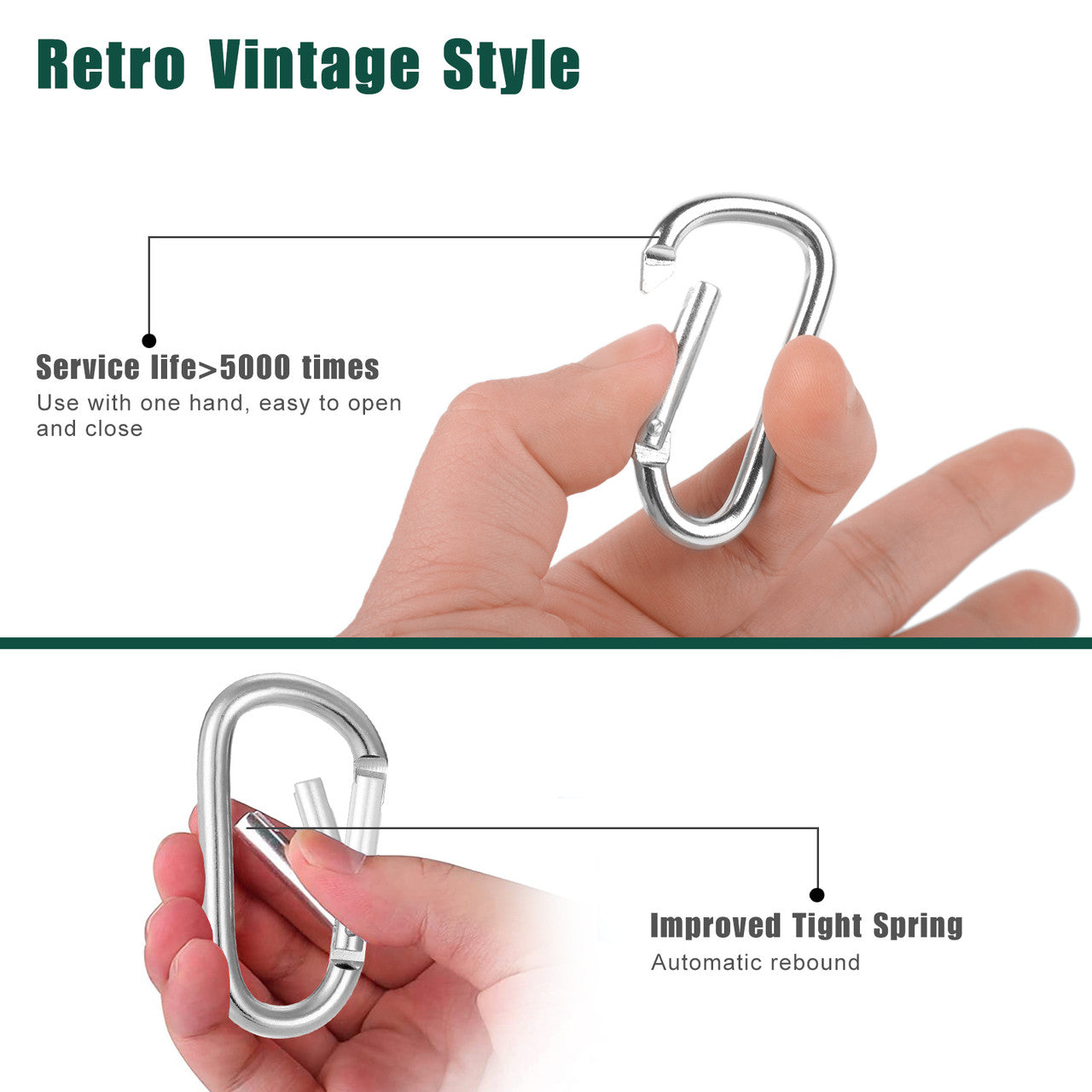 D-shaped silver carabiner for Outdoor Activities and Versatility, 20pcs