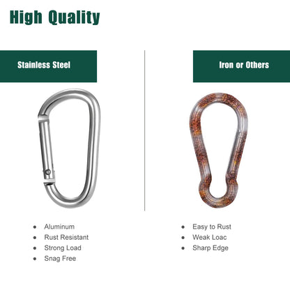 D-shaped silver carabiner for Outdoor Activities and Versatility, 20pcs