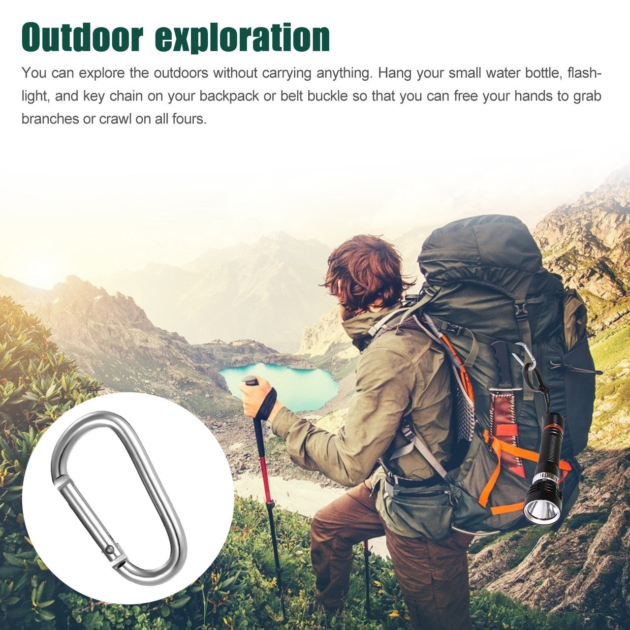 D-shaped silver carabiner for Outdoor Activities and Versatility, 20pcs