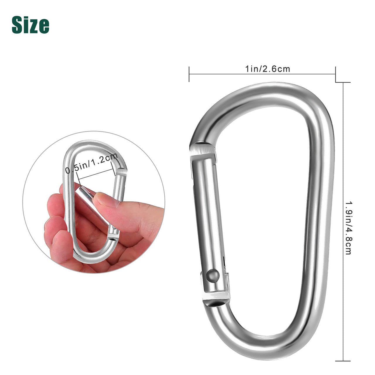 D-shaped silver carabiner for Outdoor Activities and Versatility, 20pcs