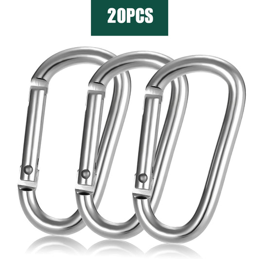 D-shaped silver carabiner for Outdoor Activities and Versatility, 20pcs